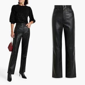 $1600 SLVRLAKE SLVRLAKE London leather straight-leg pants in black